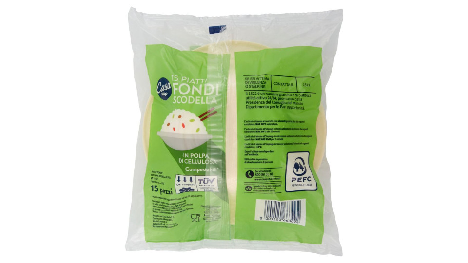 Piatti Fondi Scodella In Polpa Di Cellulosa Compostabili* 15 Pz