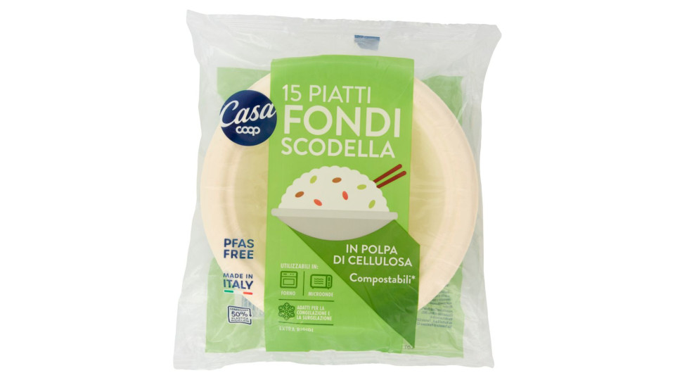 Piatti Fondi Scodella In Polpa Di Cellulosa Compostabili* 15 Pz