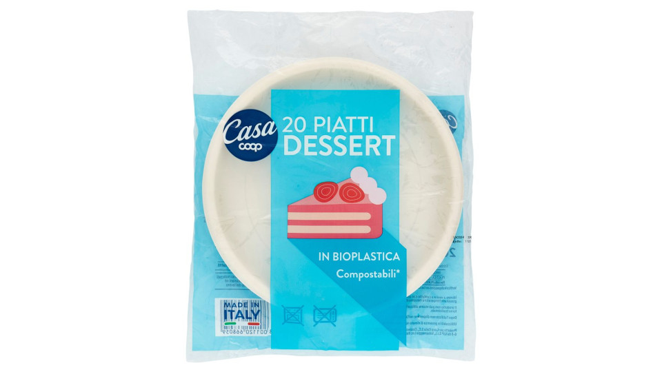 Piatti Dessert In Bioplastica Compostabili 20 Pz