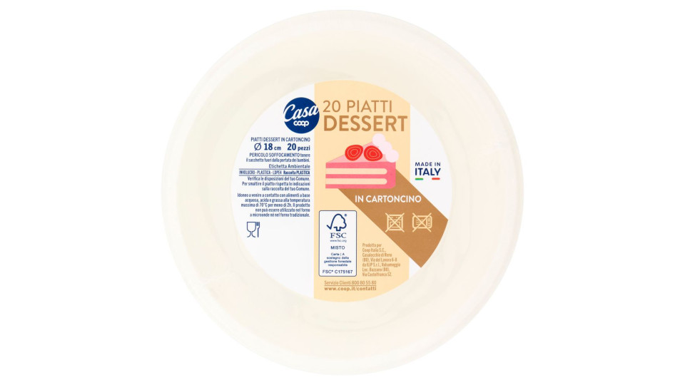 Piatti Dessert In Cartoncino Ø 18 Cm 20 Pz