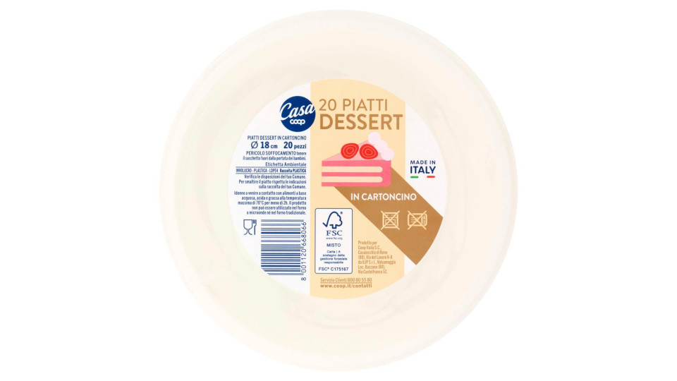 Piatti Dessert In Cartoncino Ø 18 Cm 20 Pz