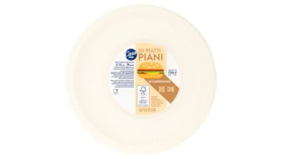 Piatti Piani In Cartoncino Ø 21 Cm 20 Pz