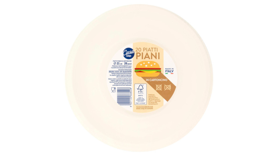 Piatti Piani In Cartoncino Ø 21 Cm 20 Pz