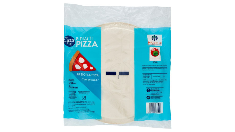 Piatti Pizza In Bioplastica Compostabili* 8 Pz