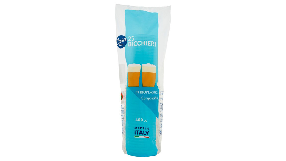 Bicchieri In Bioplastica Compostabili* 400 Cc 25 Pz