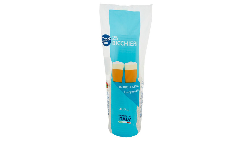 Bicchieri In Bioplastica Compostabili* 400 Cc 25 Pz