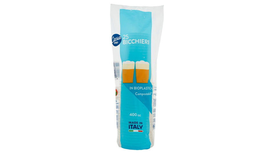 Bicchieri In Bioplastica Compostabili* 400 Cc 25 Pz