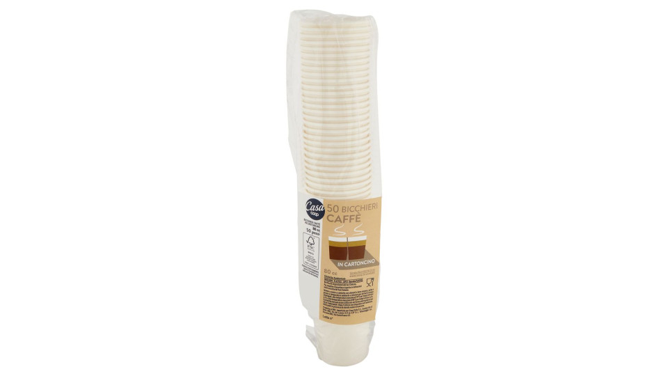 Bicchieri Caffè In Cartoncino 80 Cc 50 Pz