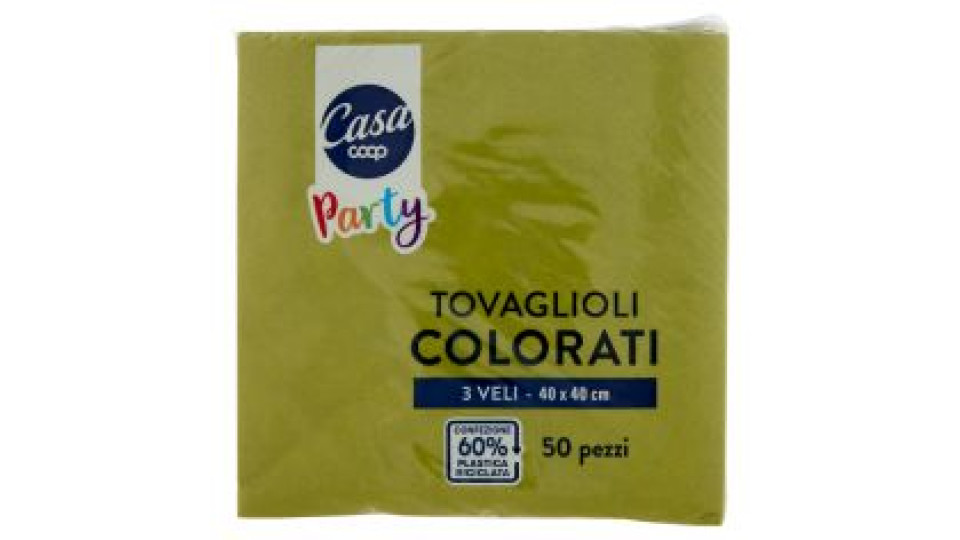 Tovaglioli Colorati 3 Veli 40x40 Cm Verdi 50 Pz