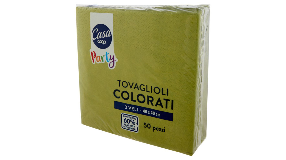 Tovaglioli Colorati 3 Veli 40x40 Cm Verdi 50 Pz