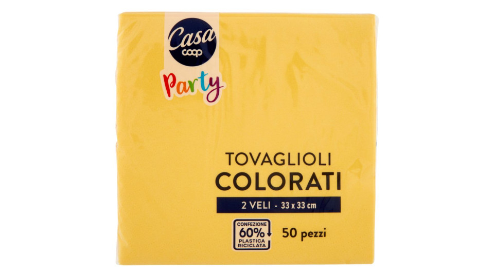 Tovaglioli Colorati 2 Veli 33x33 Cm Gialli 50 Pz