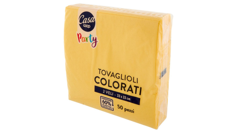 Tovaglioli Colorati 2 Veli 33x33 Cm Gialli 50 Pz