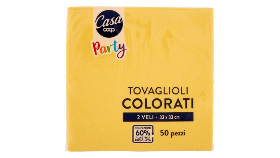 Tovaglioli Colorati 2 Veli 33x33 Cm Gialli 50 Pz