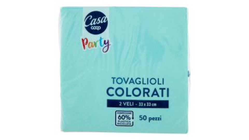Tovaglioli Colorati 2 Veli 33x33 Cm Azzurri 50 Pz