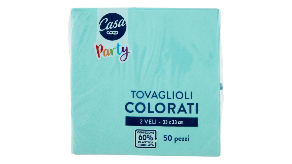 Tovaglioli Colorati 2 Veli 33x33 Cm Azzurri 50 Pz