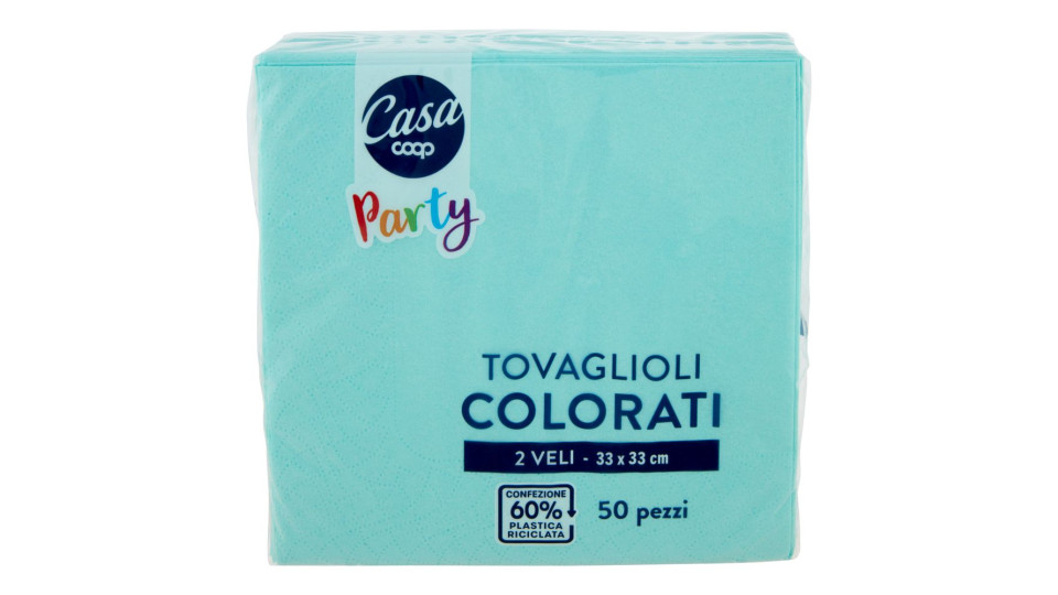 Tovaglioli Colorati 2 Veli 33x33 Cm Azzurri 50 Pz