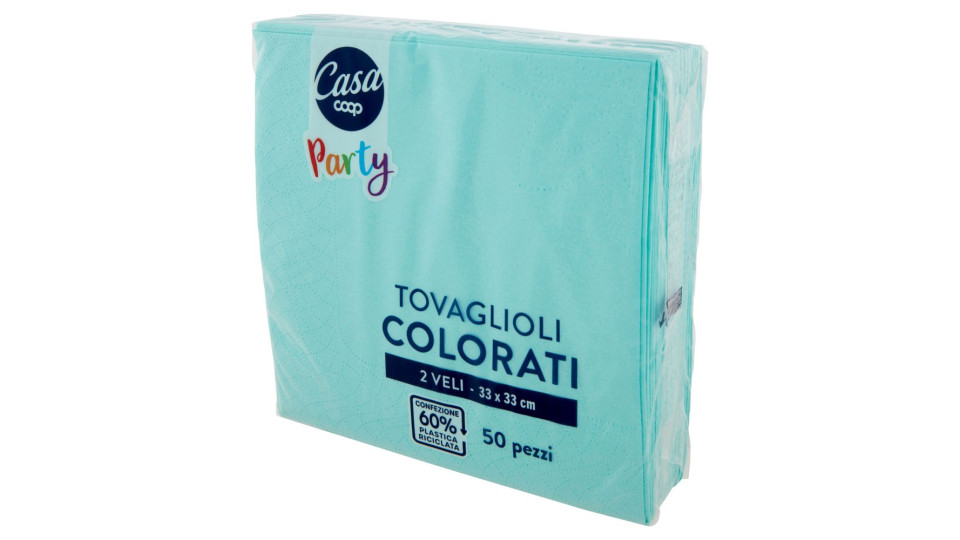 Tovaglioli Colorati 2 Veli 33x33 Cm Azzurri 50 Pz