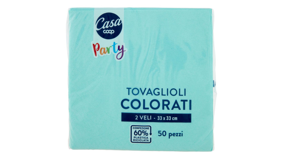 Tovaglioli Colorati 2 Veli 33x33 Cm Azzurri 50 Pz