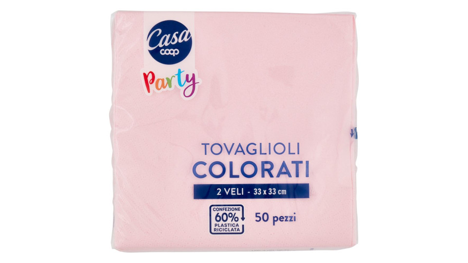 Tovaglioli Colorati 2 Veli 33x33 Cm Rosa 50 Pz
