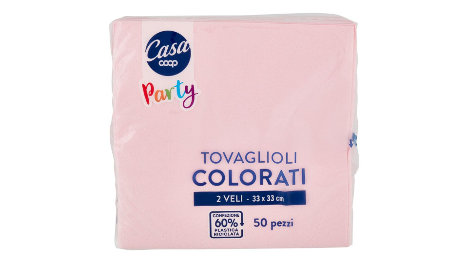Tovaglioli Colorati 2 Veli 33x33 Cm Rosa 50 Pz