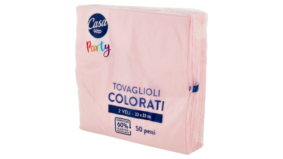 Tovaglioli Colorati 2 Veli 33x33 Cm Rosa 50 Pz