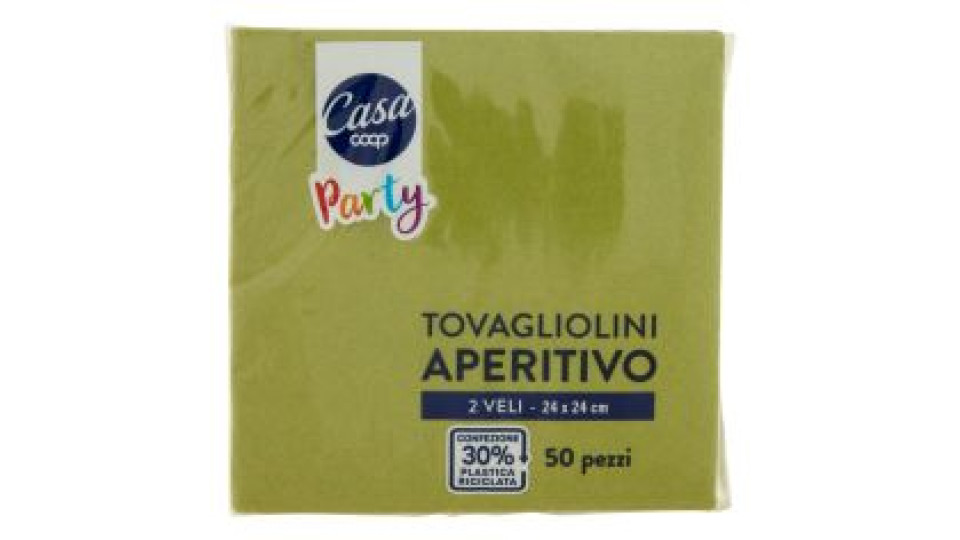 Tovagliolini Aperitivo 2 Veli 24x24 Cm Verdi 50 Pz