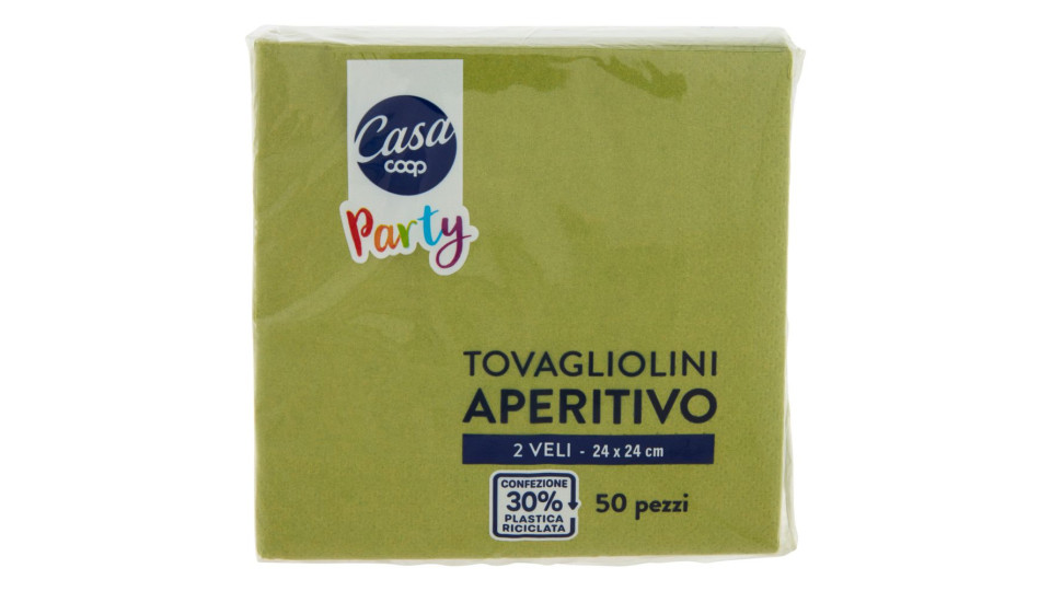 Tovagliolini Aperitivo 2 Veli 24x24 Cm Verdi 50 Pz