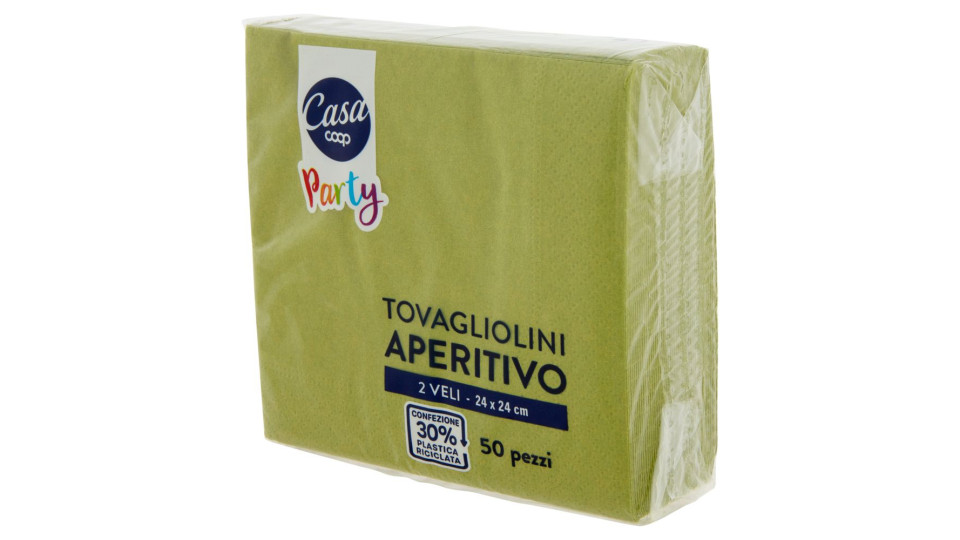 Tovagliolini Aperitivo 2 Veli 24x24 Cm Verdi 50 Pz