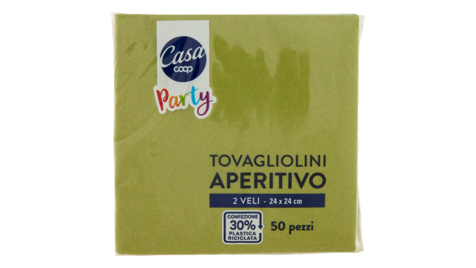 Tovagliolini Aperitivo 2 Veli 24x24 Cm Verdi 50 Pz