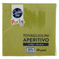 Tovagliolini Aperitivo 2 Veli 24x24 Cm Verdi 50 Pz