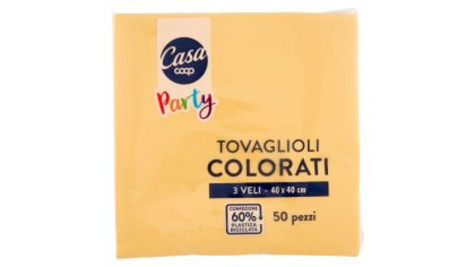 Tovaglioli Colorati 3 Veli 40x40 Cm Gialli 50 Pz