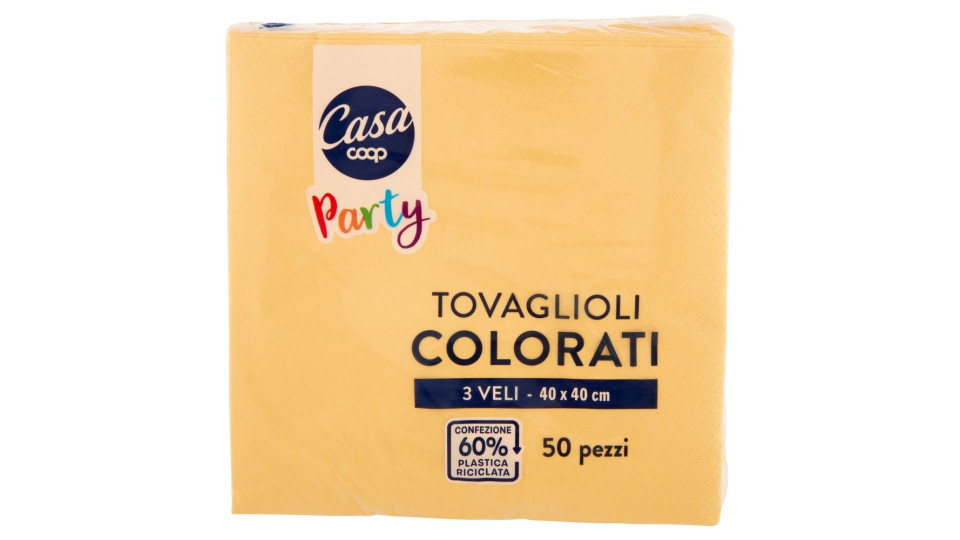 Tovaglioli Colorati 3 Veli 40x40 Cm Gialli 50 Pz