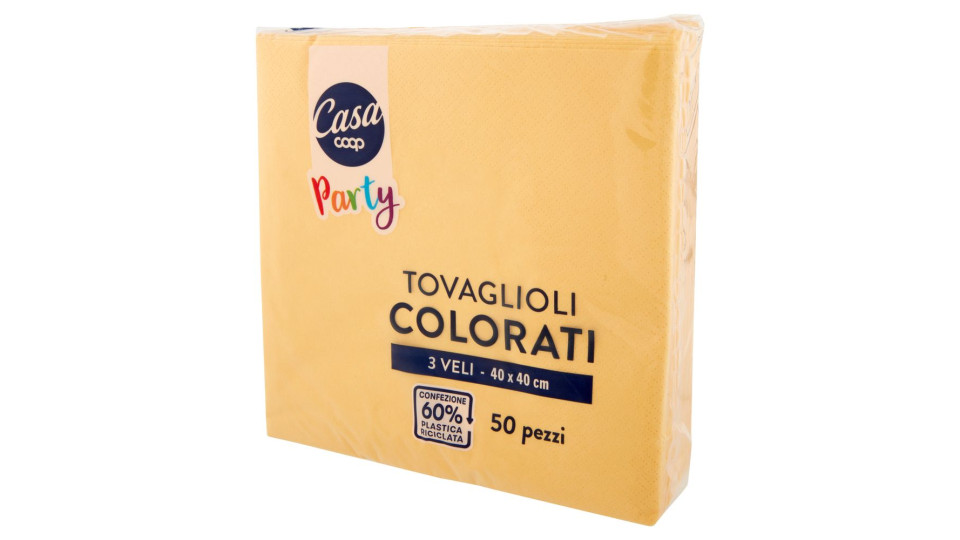 Tovaglioli Colorati 3 Veli 40x40 Cm Gialli 50 Pz