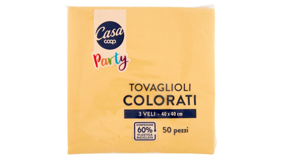 Tovaglioli Colorati 3 Veli 40x40 Cm Gialli 50 Pz