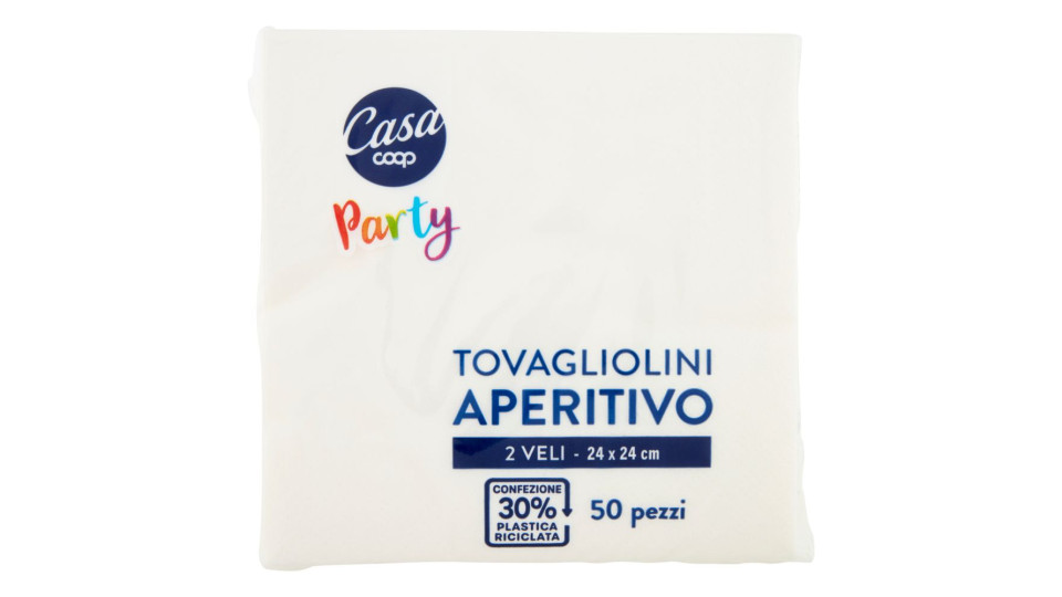 Tovagliolini Aperitivo 2 Veli 24x24 Cm Bianchi 50 Pz