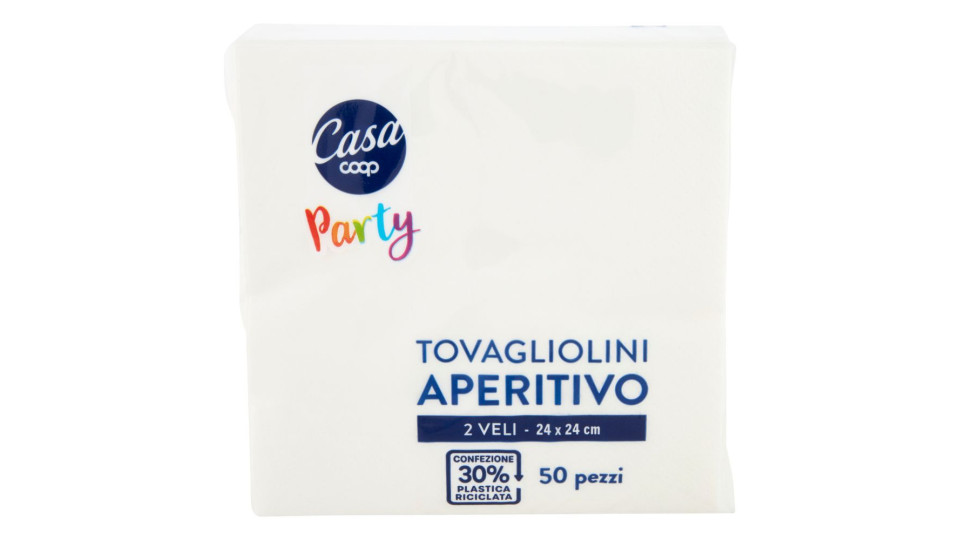 Tovagliolini Aperitivo 2 Veli 24x24 Cm Bianchi 50 Pz
