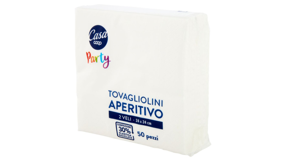 Tovagliolini Aperitivo 2 Veli 24x24 Cm Bianchi 50 Pz