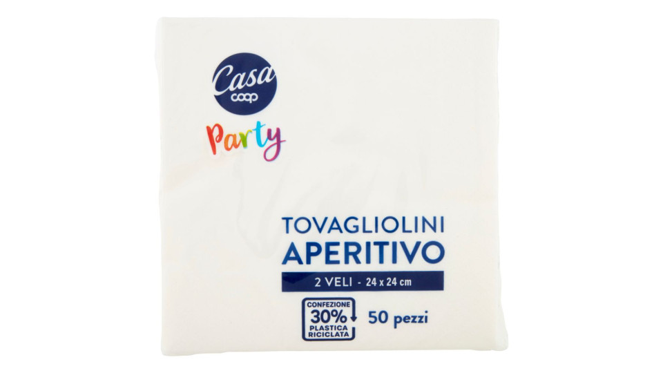 Tovagliolini Aperitivo 2 Veli 24x24 Cm Bianchi 50 Pz