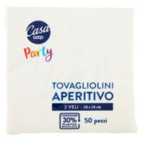 Tovagliolini Aperitivo 2 Veli 24x24 Cm Bianchi 50 Pz