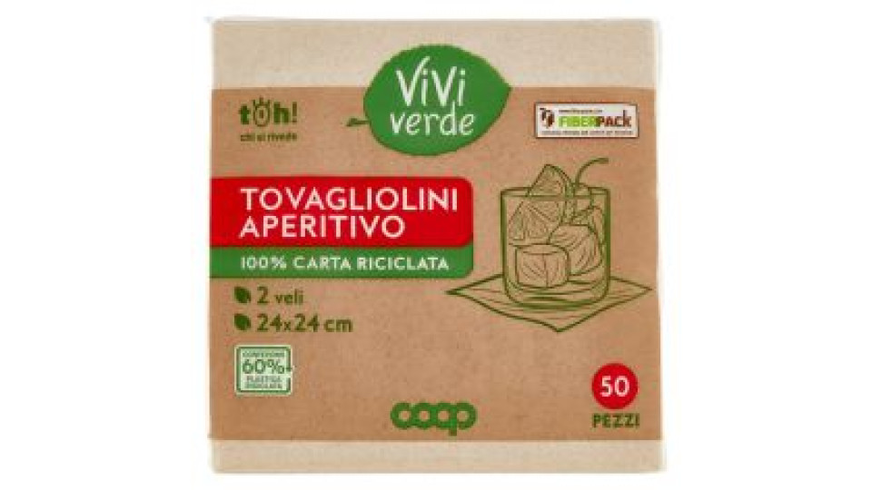 Tovagliolini Aperitivo 100% Carta Riciclata 2 Veli 24x24 Cm 50 Pz