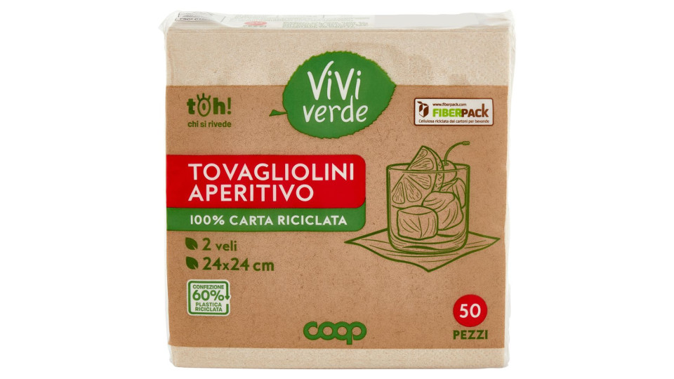 Tovagliolini Aperitivo 100% Carta Riciclata 2 Veli 24x24 Cm 50 Pz