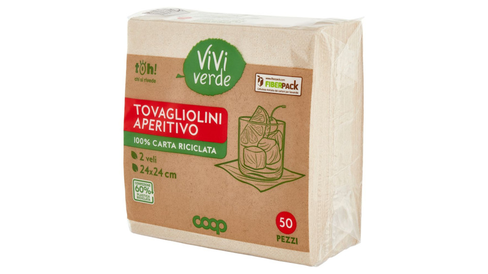 Tovagliolini Aperitivo 100% Carta Riciclata 2 Veli 24x24 Cm 50 Pz