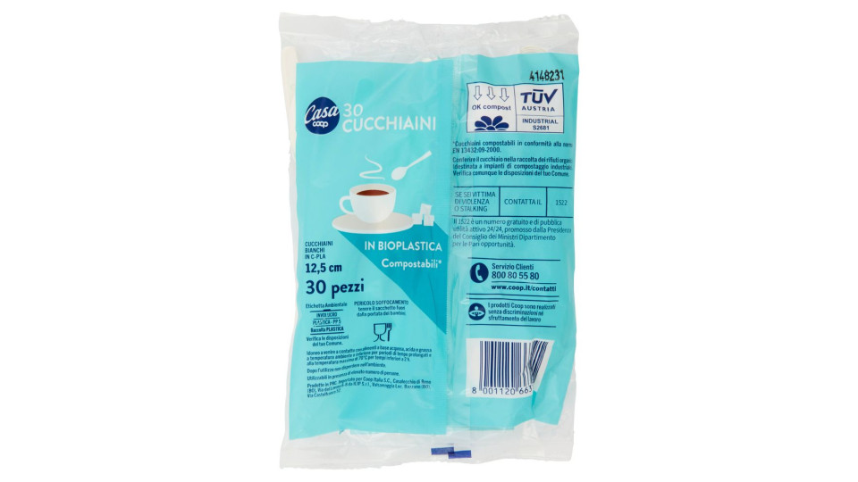 Cucchiaini In Bioplastica Compostabili* 12,5 Cm 30 Pz