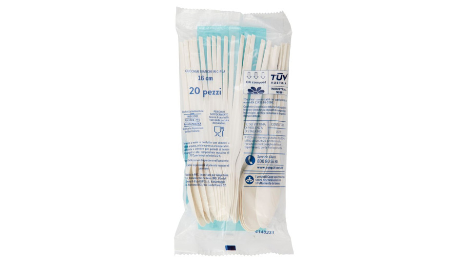 Cucchiai In Bioplastica Compostabili* 16 Cm 20 Pz