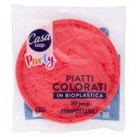 Piatti Colorati In Bioplastica Compostabili* Rossi 20 Pz