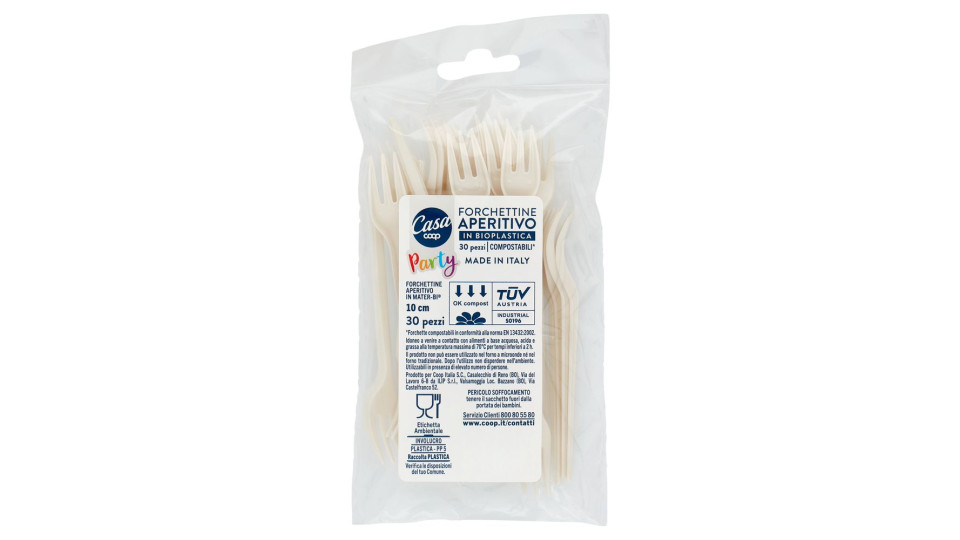 Forchettine Aperitivo In Bioplastica Compostabili* 30 Pz