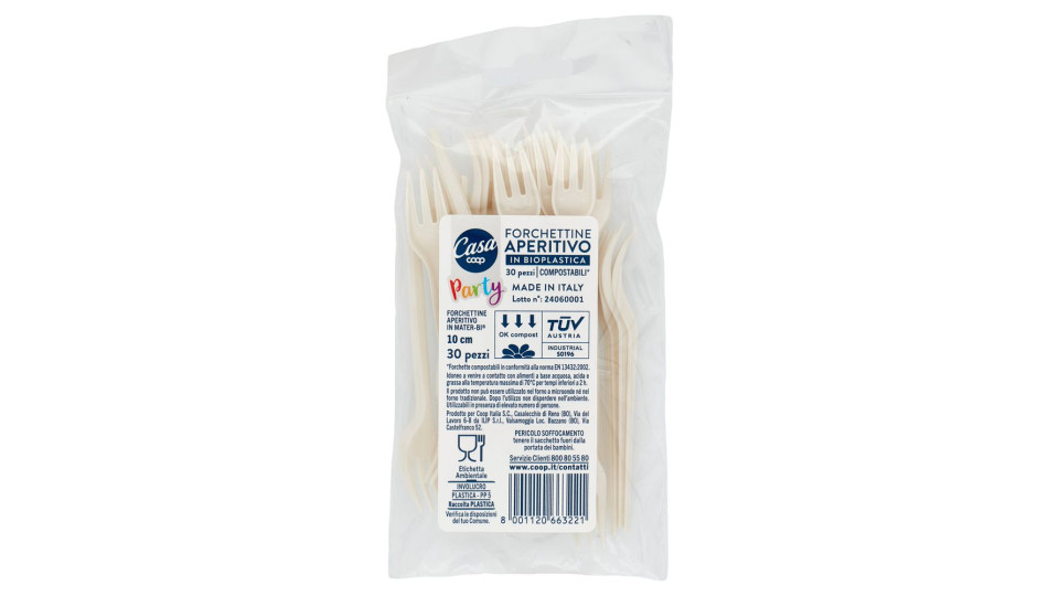 Forchettine Aperitivo In Bioplastica Compostabili* 30 Pz