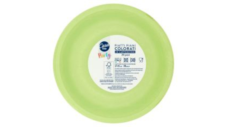 Piatti Piani Colorati In Cartoncino Ø 21 Cm Verdi 20 Pz
