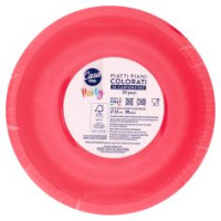 Piatti Piani Colorati In Cartoncino Ø 21 Cm Rossi 20 Pz