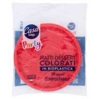 Piatti Dessert Colorati In Bioplastica Compostabili* Rossi 20 Pz